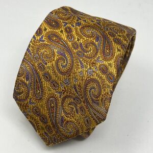Holland Sherry London Silk Paisley Jacquard Necktie Mens Gold Blue